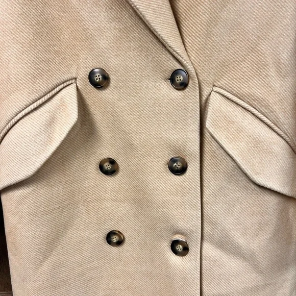 H&M Double-Breasted Knee Length Lined Trench Coat Light Beige Size XS - Picture 5 of 8